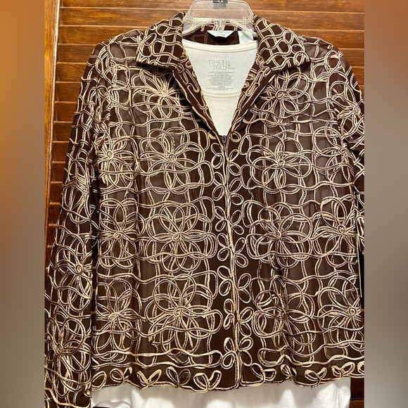 VNTG Semi-sheer Embroidered Mesh Laura Ashley, Zip jacket in excellent condition - Picture 13 of 14